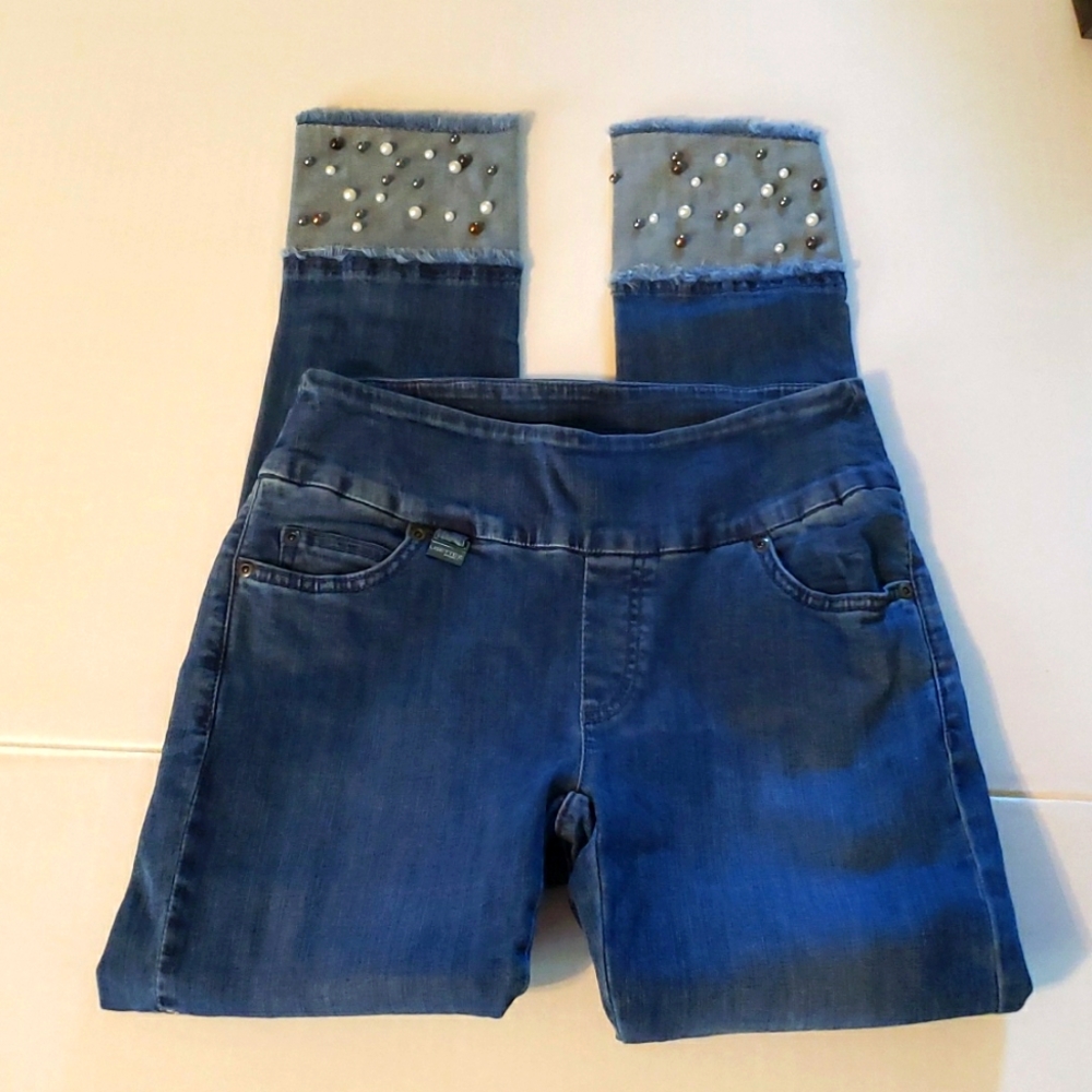 Lisette L Montreal embroidered beaded jeans